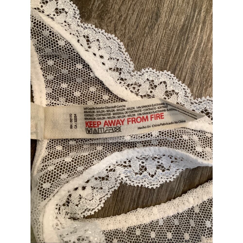 Intimately Free People Womens L White Polka Dot Mesh Mid Week Thong Panty C6-1 - Picture 7 of 7